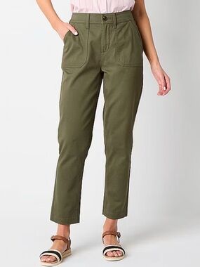 St. John's Bay Womens Tall Slim Flat Front Oregano Army Green 14T
